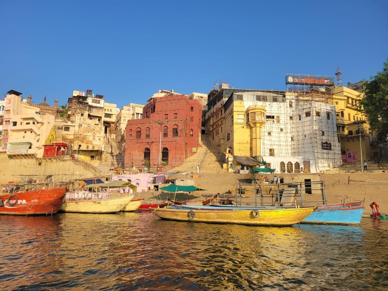 Boats along the ghats, India